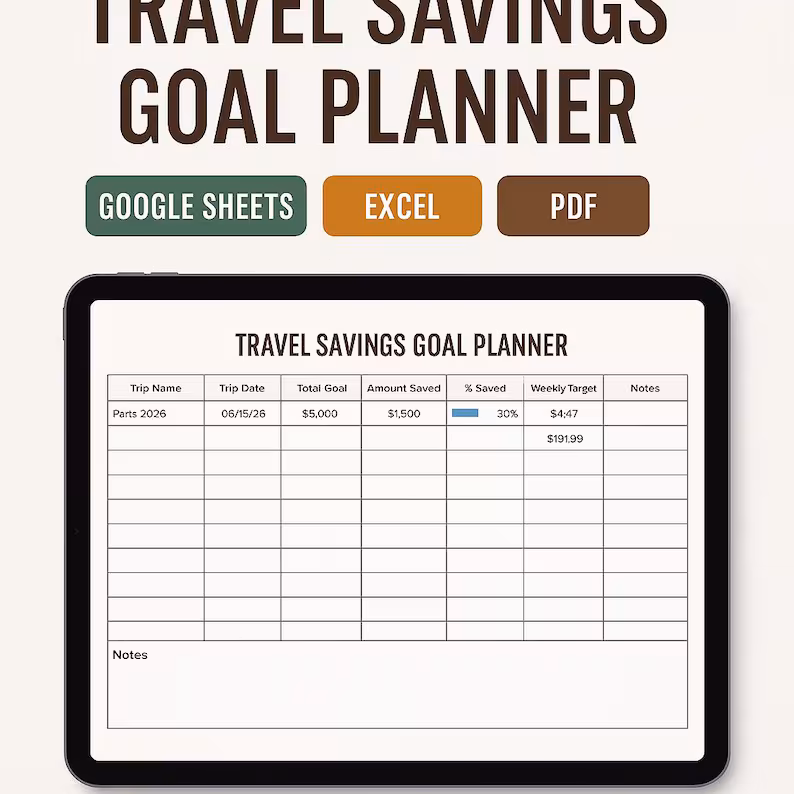 Travel Savings Goal Planner